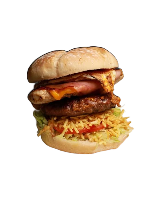 Hamburguesa Triple, producto real de Papola Burger
